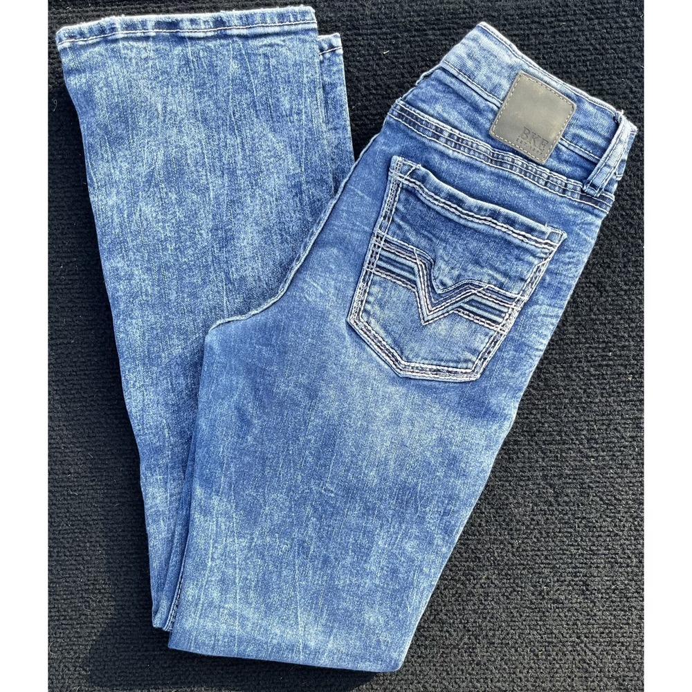 BKE Conner Boot Jeans Boys 16 Blue Bootcut Adjustable Waist Denim Light Wash